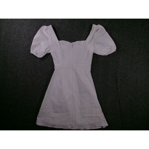 Altar'd State Dress Womens XS White Puff Sleeve Square Neck A-Line Mini Dress - Picture 9 of 10